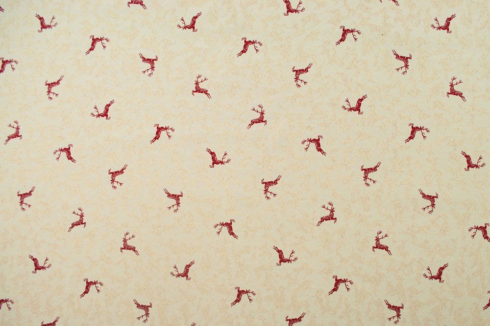 Dekostoff Zweiseitiger Jacquard - Kleine Hirsche - Rot