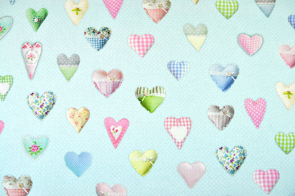 Dekostoff Baumwolle - Musterherzen Pastell