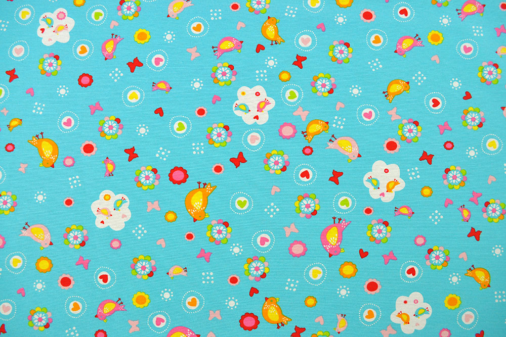 Dekostoff - Bunte Sommervögel - Türkis