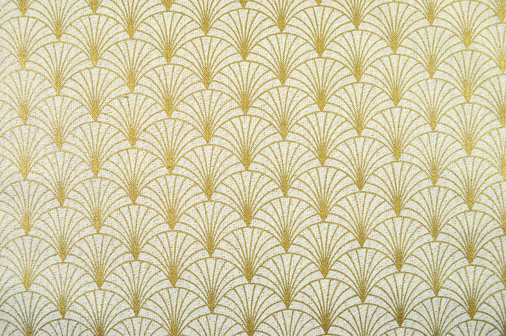 Dekostoff Glitzer-Ornament - Champagner/Gold