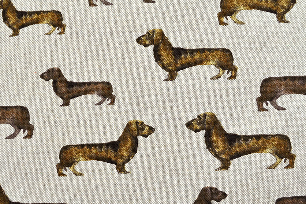 Dekostoff Leinenoptik - Treue Dackel
