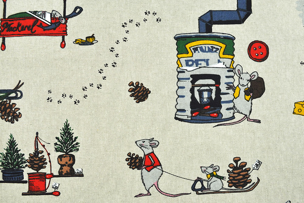 Dekostoff Leinenoptik - Familie Maus