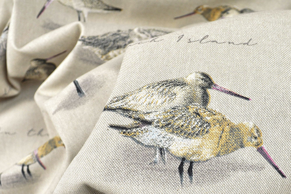 Dekostoff Leinenoptik - Küstenvögel