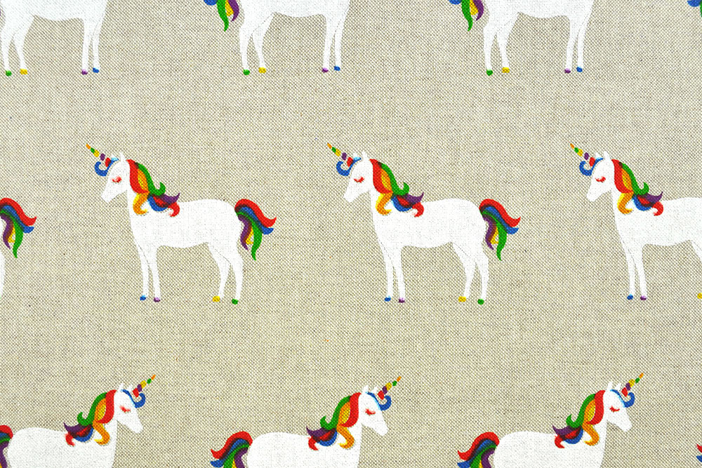 Dekostoff Leinenoptik - Einhornparade