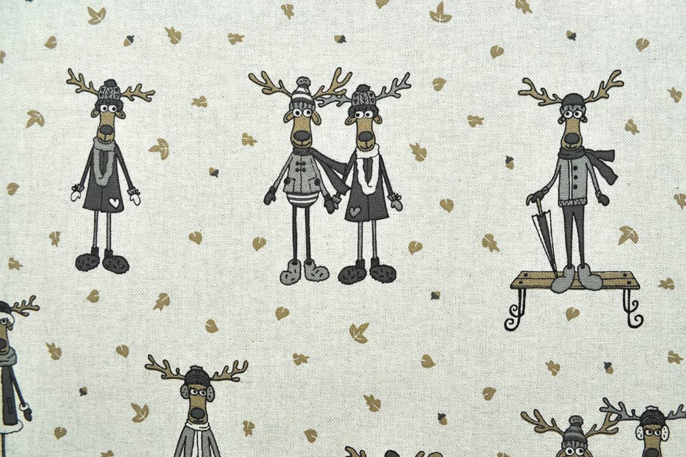 Dekostoff Leinenoptik - Romantische Winter-Elche