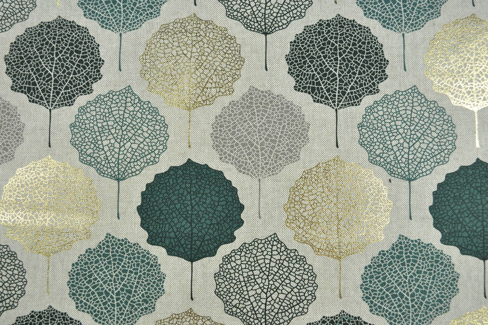 Dekostoff Premium-Glanz - Golden Leafs