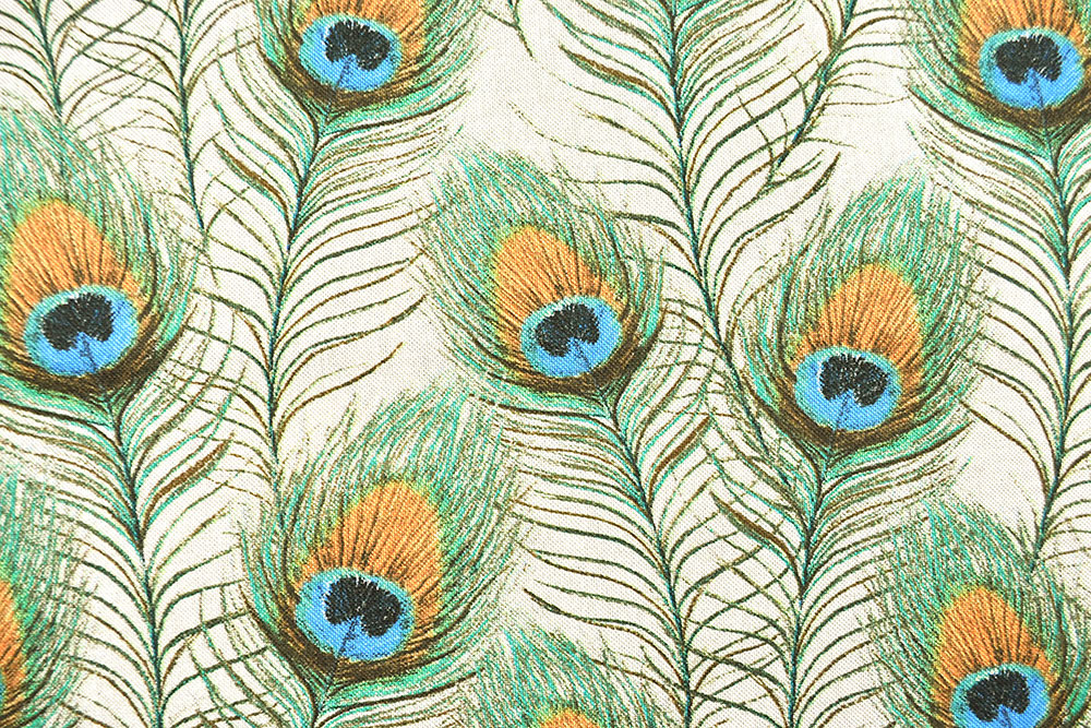 Dekostoff Leinenoptik - Pfauenfeder