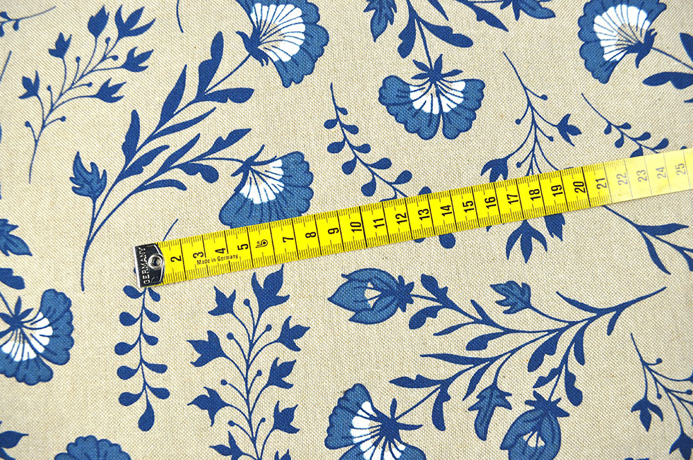 Dekostoff Leinenoptik - Blue Flowers