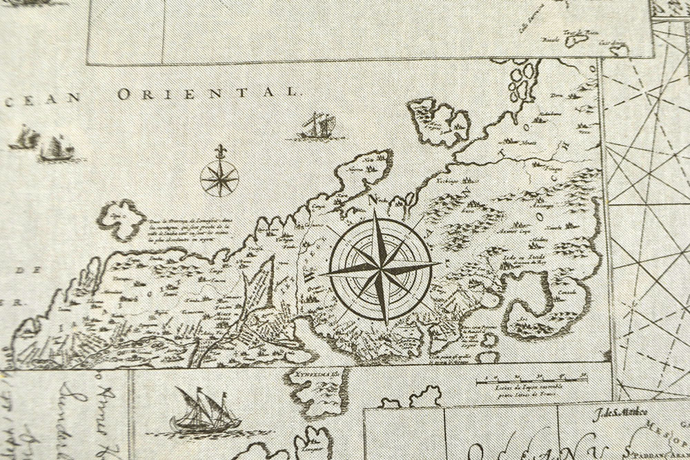 Dekostoff Leinenoptik - Vintage Map