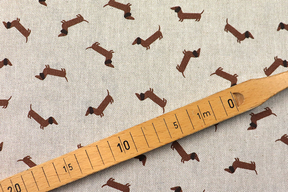 Dekostoff Leinenoptik - Mini-Dackel