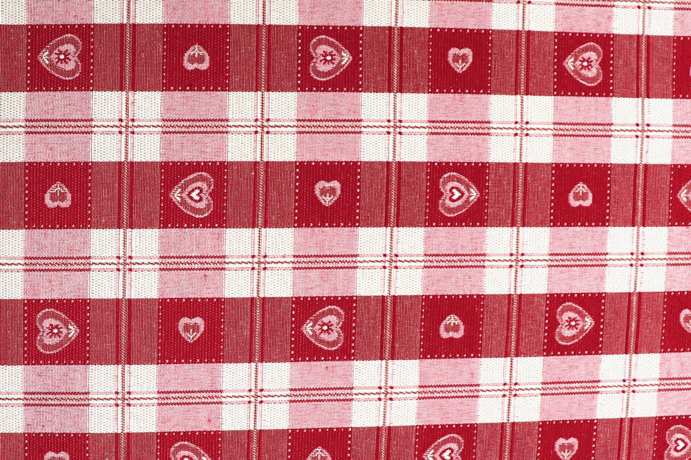Dekostoff Landhaus-Herzen - Vichy Karo - Rot