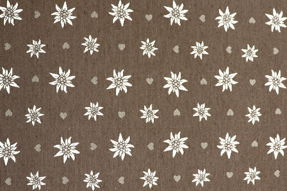 Dekostoff Jacquard - zweiseitig - Landhaus-Edelweiß - Braun