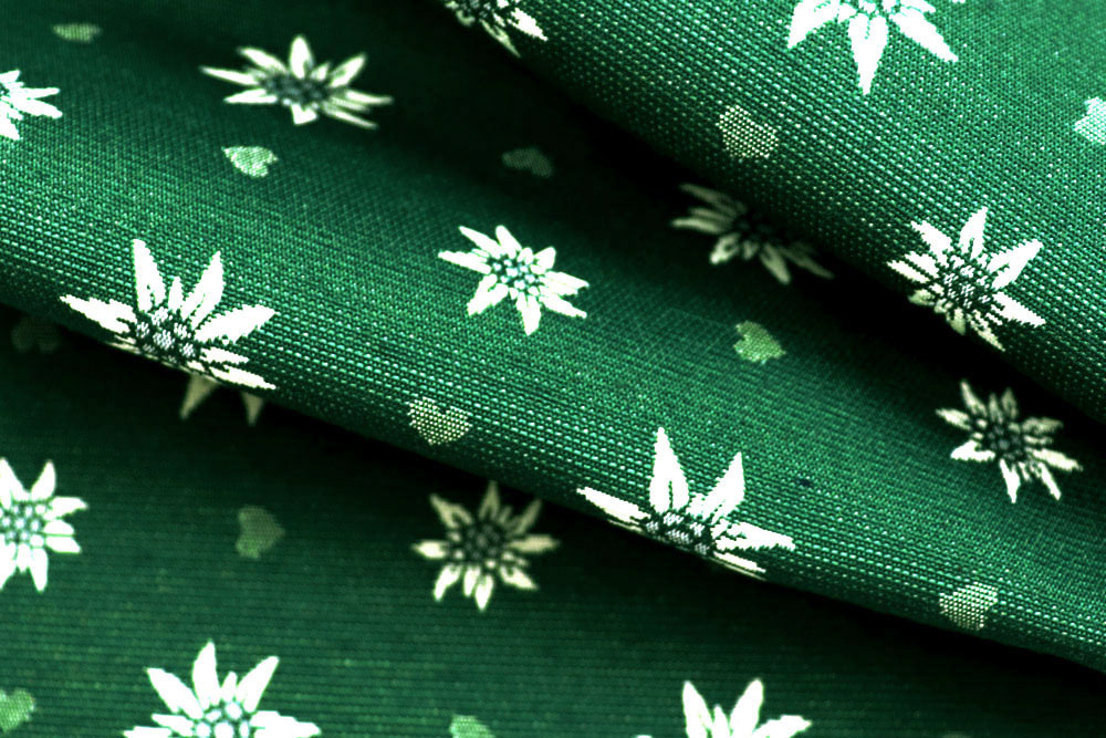 Dekostoff Jacquard - zweiseitig - Landhaus-Edelweiß - Grün