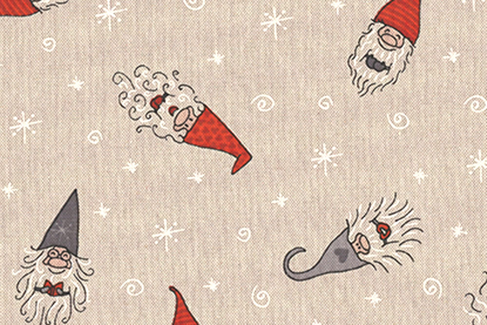 Dekostoff Leinenoptik - Fröhliche Weihnachtswichtel