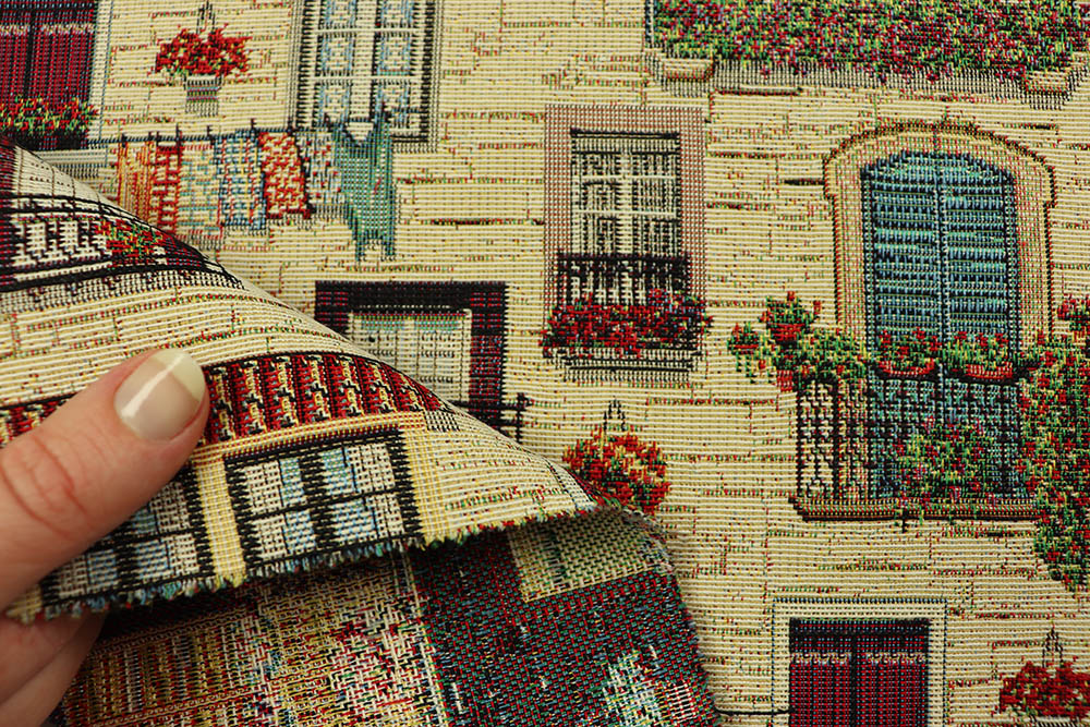 Gobelin-Stoff- Fröhliche Fenster