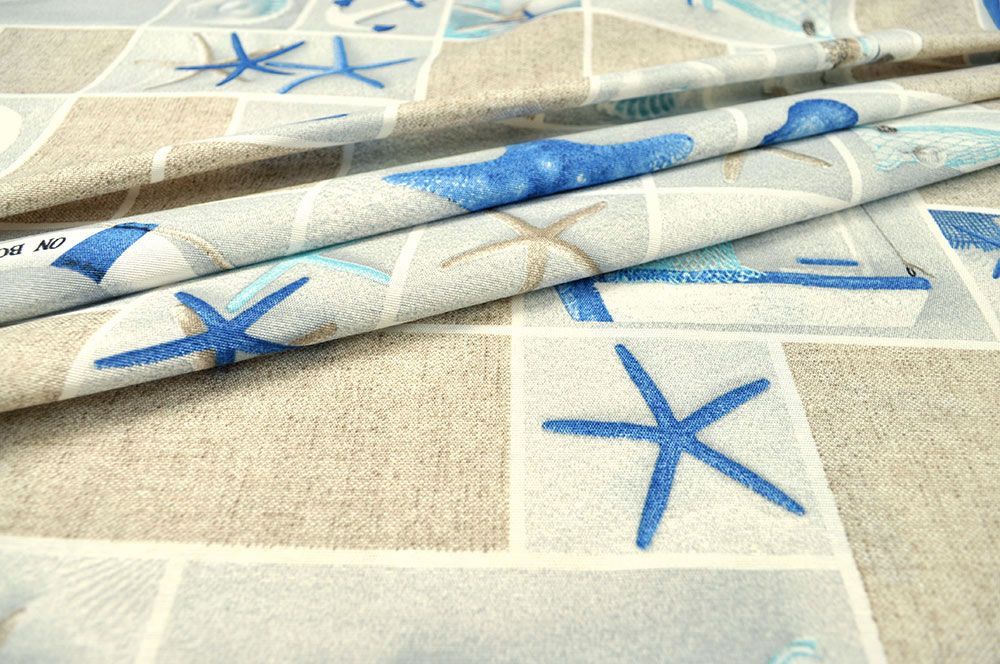 Dekostoff Leinenoptik - Seesterne, Muscheln und Co. - 280 cm