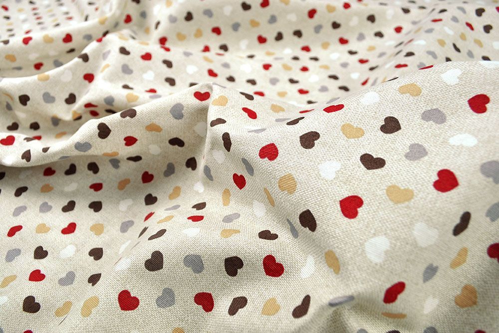 Dekostoff Leinenoptik - Mini-Herzen - 280 cm