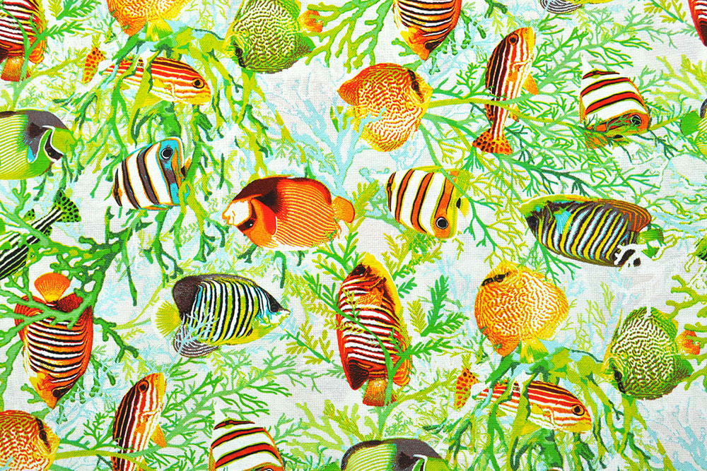 Dekostoff - Fisch im Riff - 280 cm breit