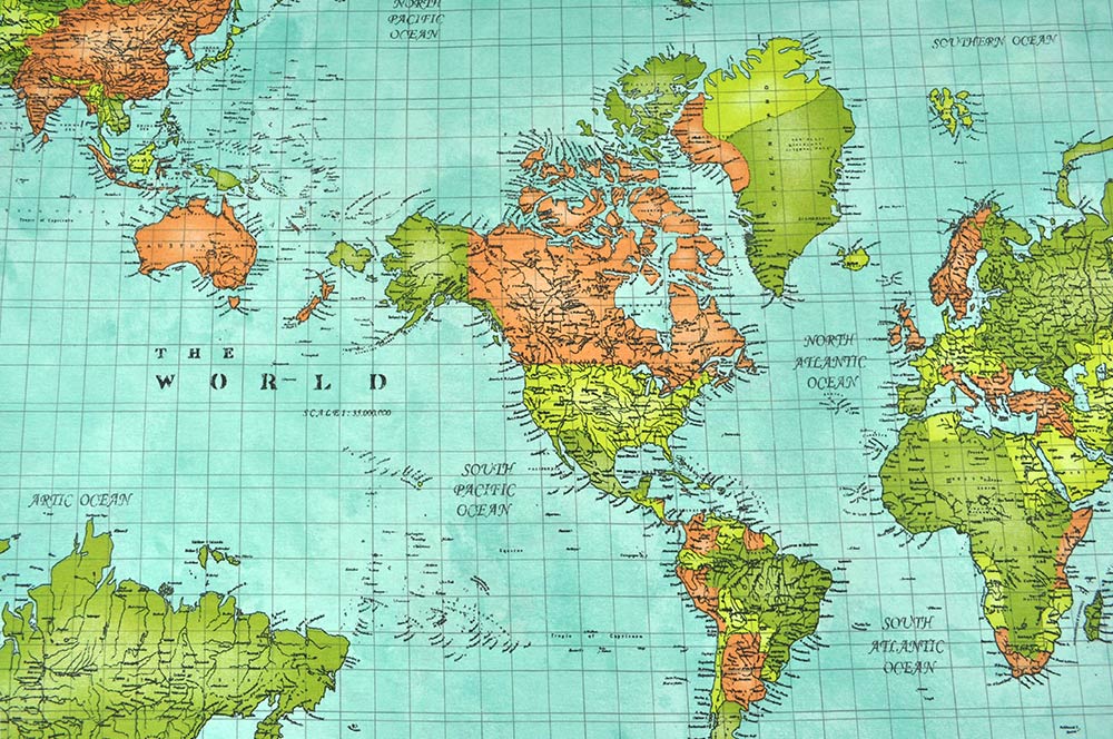 Dekostoff - Weltkarte - 280 cm