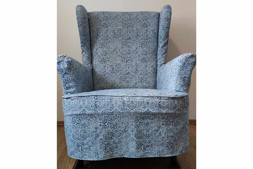 Recycling-Dekostoff - Vintage Barock - Blau - 280 cm