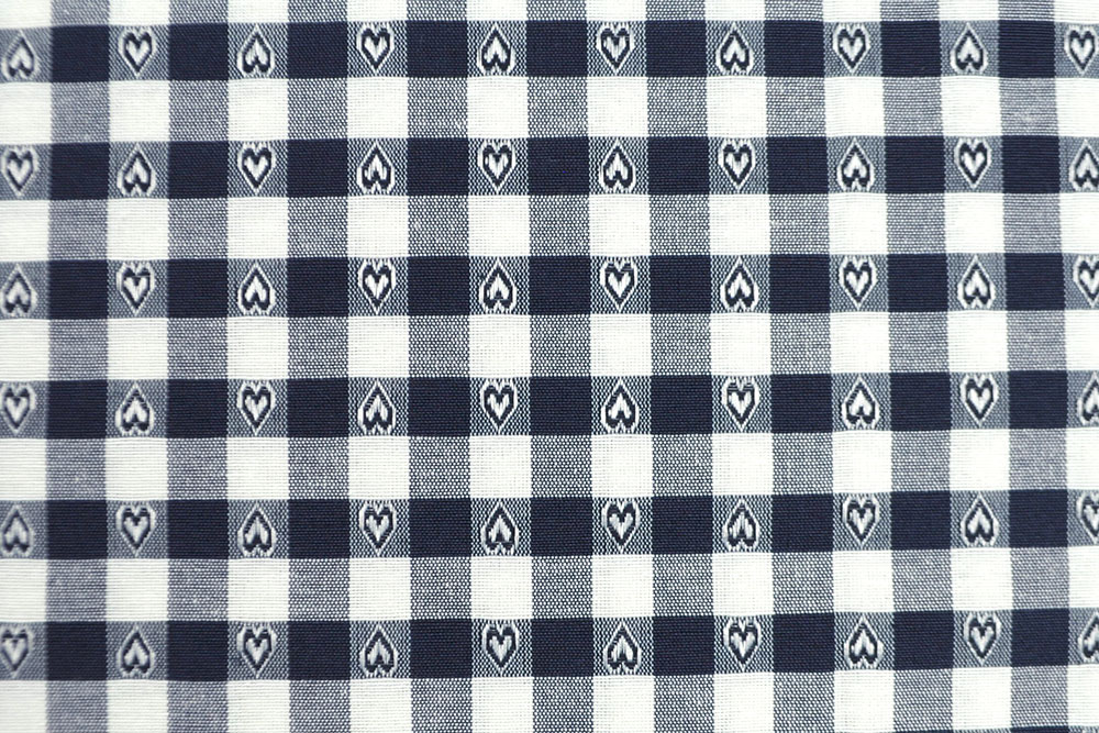 Dekostoff - Vichy-Herzen - 280 cm breit - Nachtblau