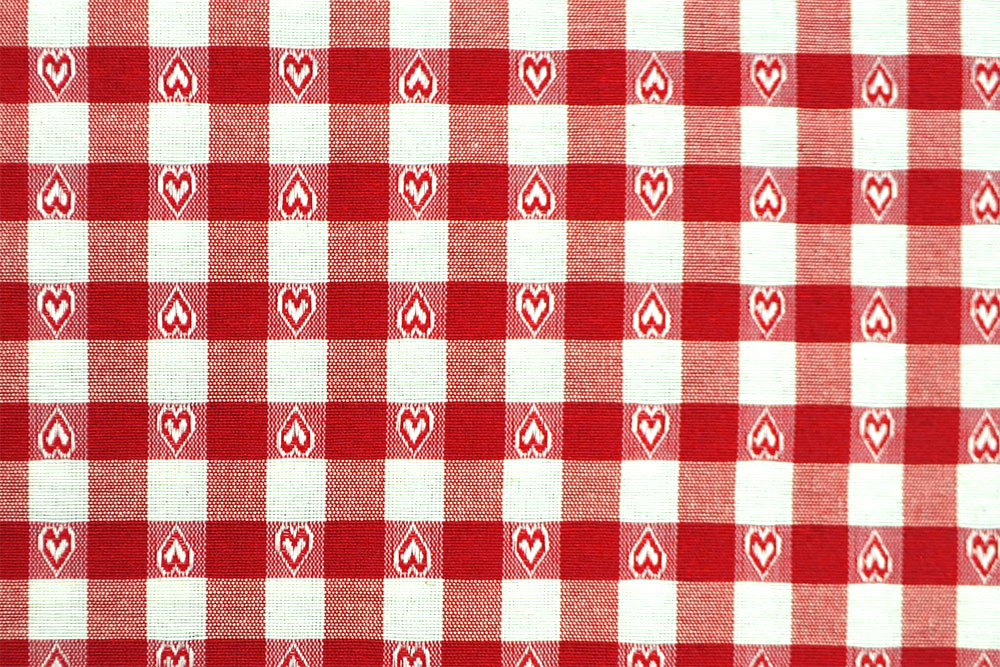 Dekostoff - Vichy-Herzen - 280 cm breit - Rot