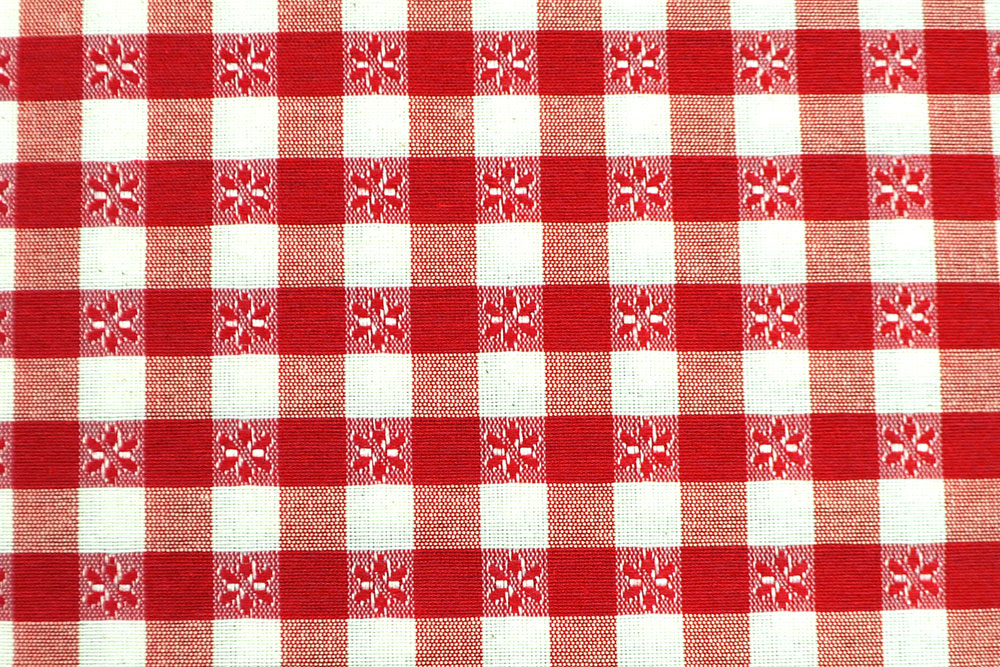 Dekostoff - Vichy-Blumen - 280 cm breit - Rot