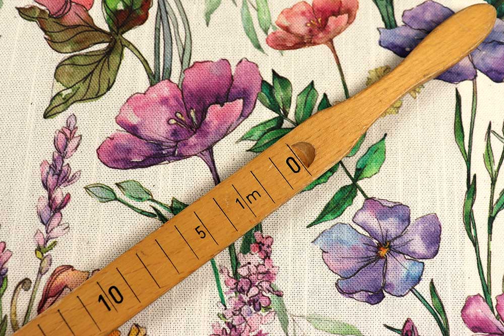 Recycling-Dekostoff - Aquarell Flora - 280 cm