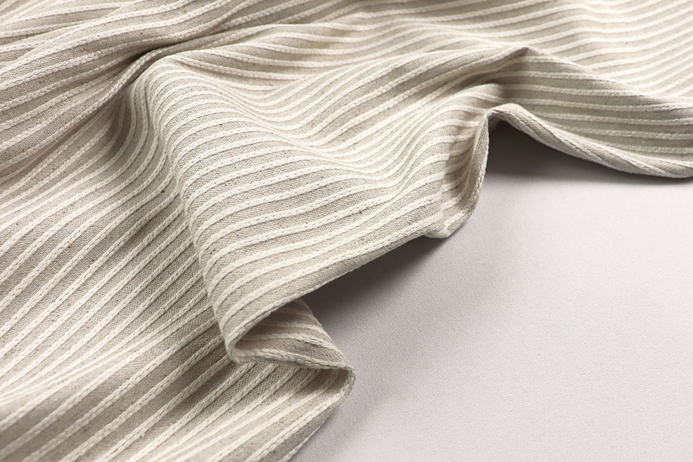 Jacquard Leinenoptik - Zopf-Streifen fein - 280 cm