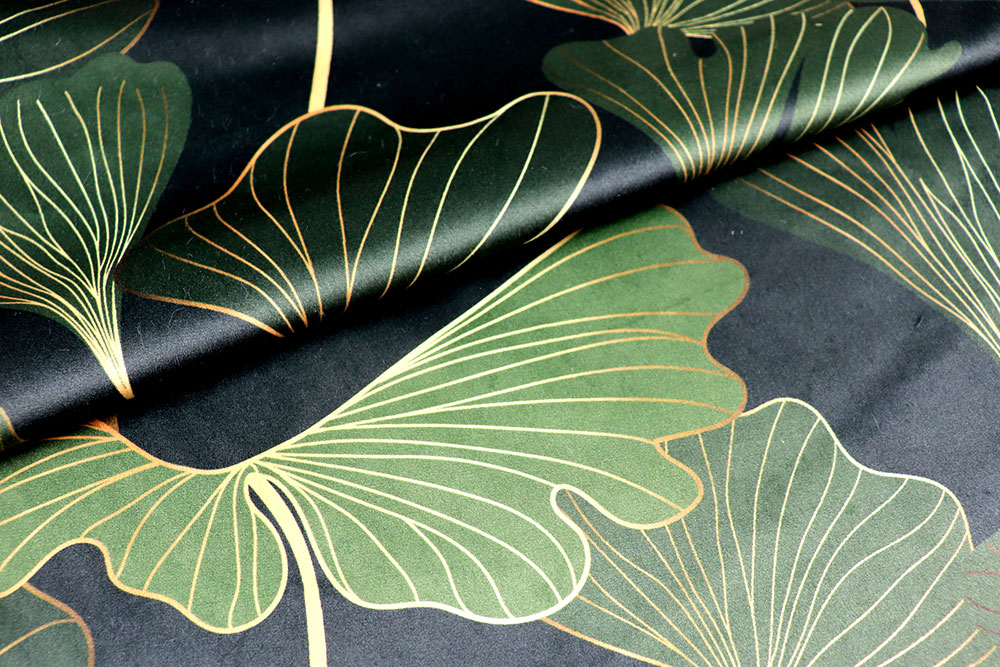 Samt-Dekostoff - Digitaldruck - Night Ginkgo