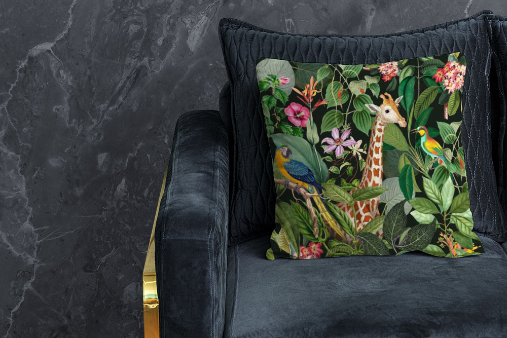 Premium-Samt - Panel - Giraffe Jungle