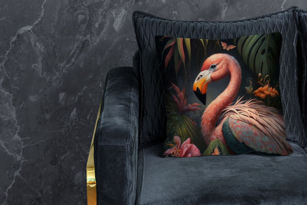 Premium-Samt - Panel - Flamingo Jungle