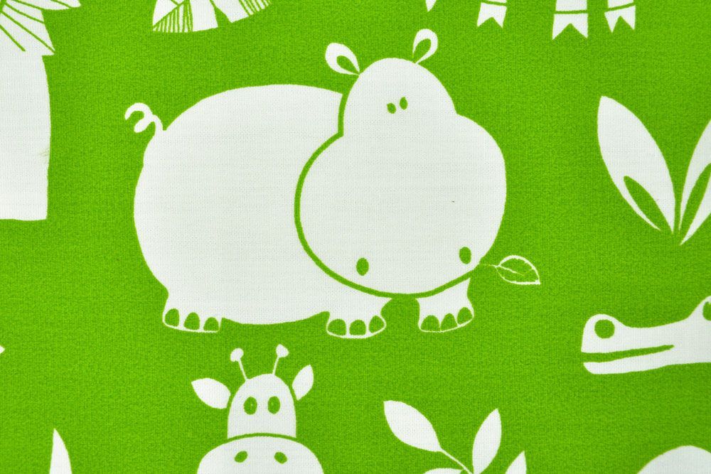 Dekostoff deluxe - African Kids - Weiße Tiere - 280 cm - Grün