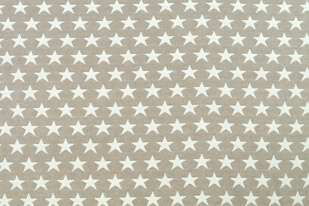 Dekostoff Jacquard - zweiseitig - Sterne - Beige/Weiß