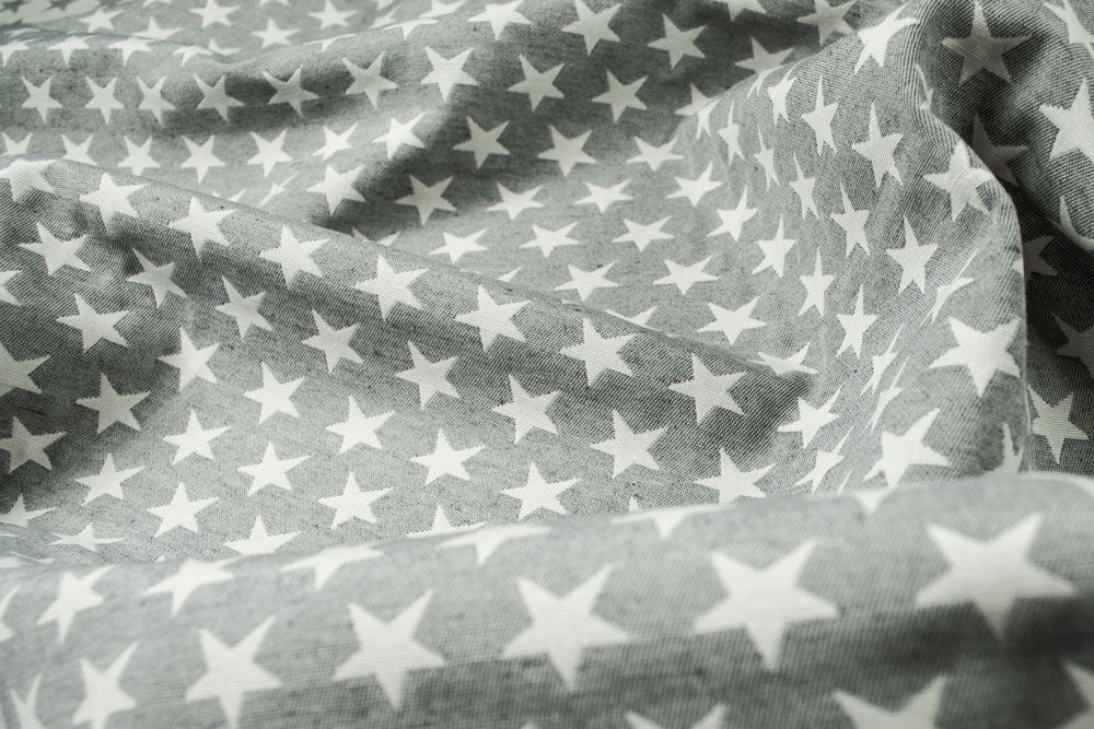 Dekostoff Jacquard - zweiseitig - Sterne - Grau/Weiß