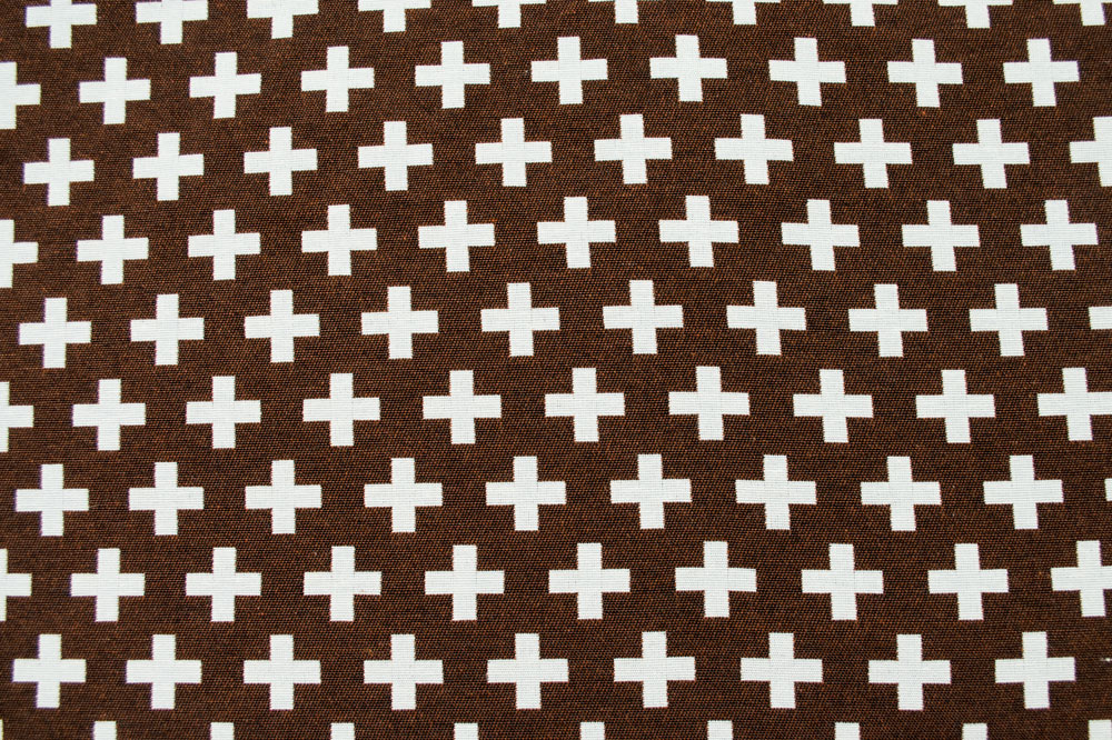 Dekostoff Jacquard - zweiseitig - Kreuze - Braun/Creme