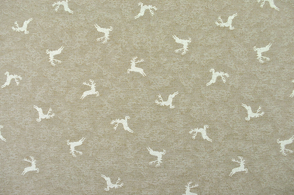 Dekostoff Jacquard - zweiseitig - Hirschsprung - Beige