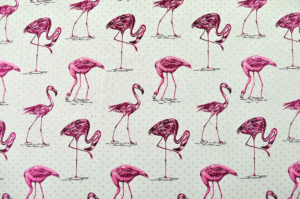 Dekostoff Jacquard - zweiseitig - Flamingo