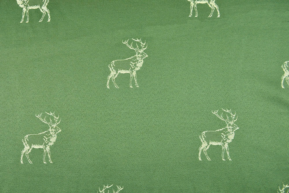Dekostoff Jacquard - zweiseitig - Hirschrudel - Grün