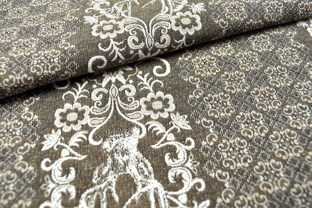 Jacquard-Stoff - Landhaus-Streifen - 280 cm - Graubraun/Beige