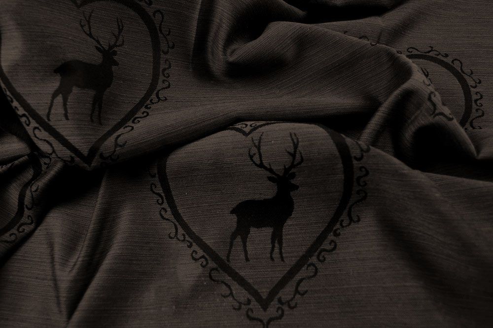 Dekostoff Herziger Hirsch - Trevira CS - Braun/Dunkelbraun