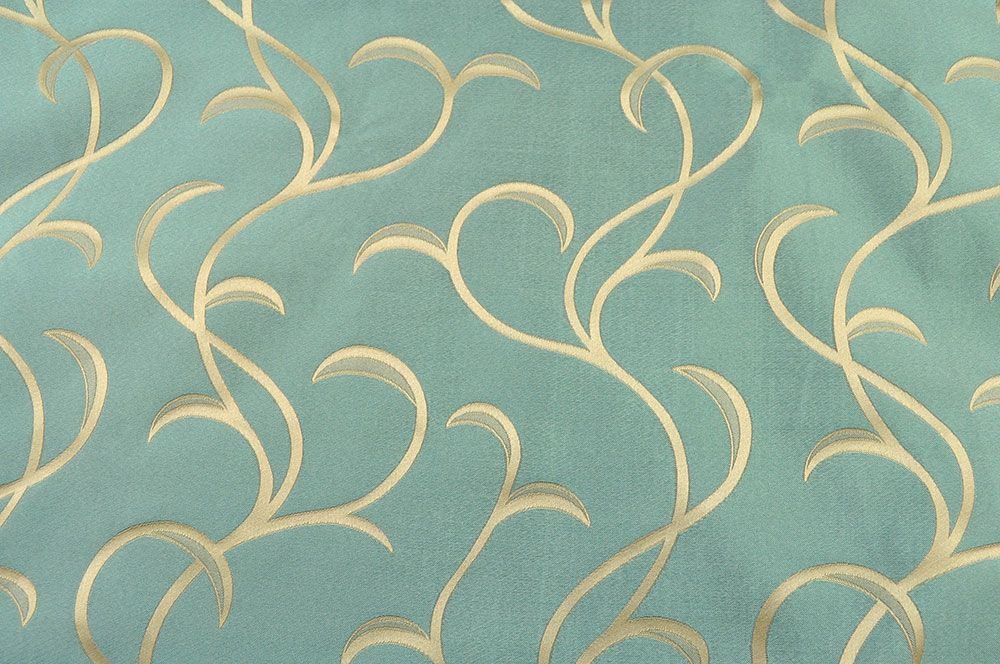 Dekostoff Jacquard - Edel-Ranken - Petrol/Gold