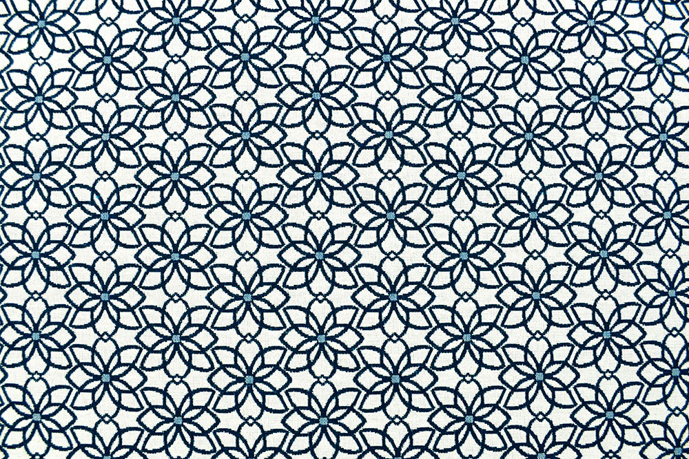 Jacquard-Dekostoff - Saint Lucia - Weiß/Blau - 280 cm