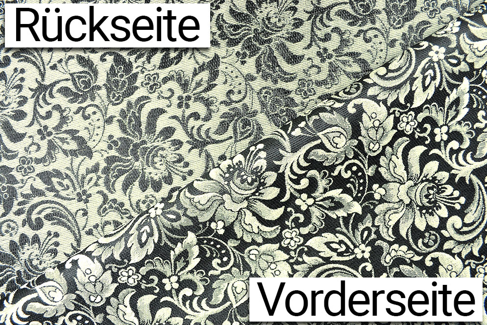 Floralia - Blüten-Jacquard zweiseitig - Schwarz/Creme
