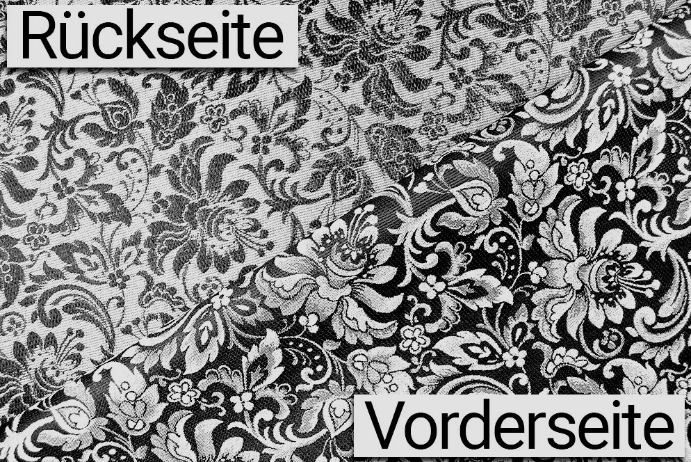 Floralia - Blüten-Jacquard zweiseitig - Schwarz/Silber