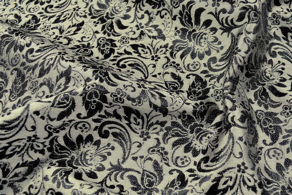 Floralia - Blüten-Jacquard zweiseitig - Creme/Schwarz