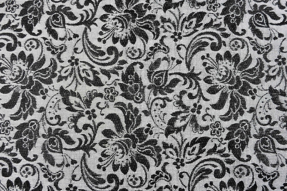 Floralia - Blüten-Jacquard zweiseitig - Silber/Schwarz