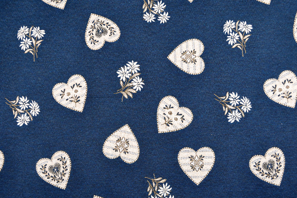 Jacquard-Dekostoff Landhaus - Garmisch - Blau