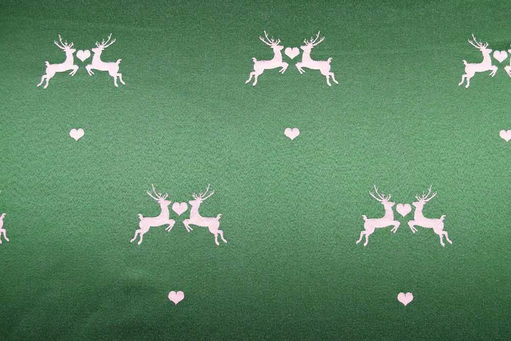 Verliebter Hirsch - Dekostoff Jacquard - Tannengrün/Creme