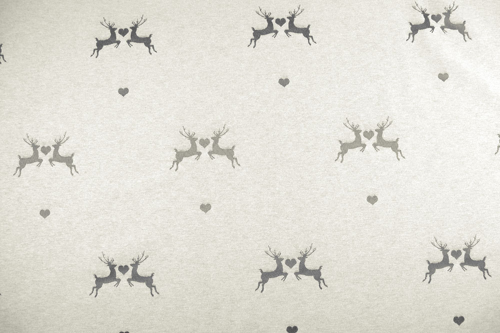 Verliebter Hirsch - Dekostoff Jacquard - Creme/Silber